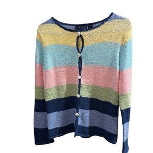 Crazy Horse Striped Button Front Cardigan Size Small Petite